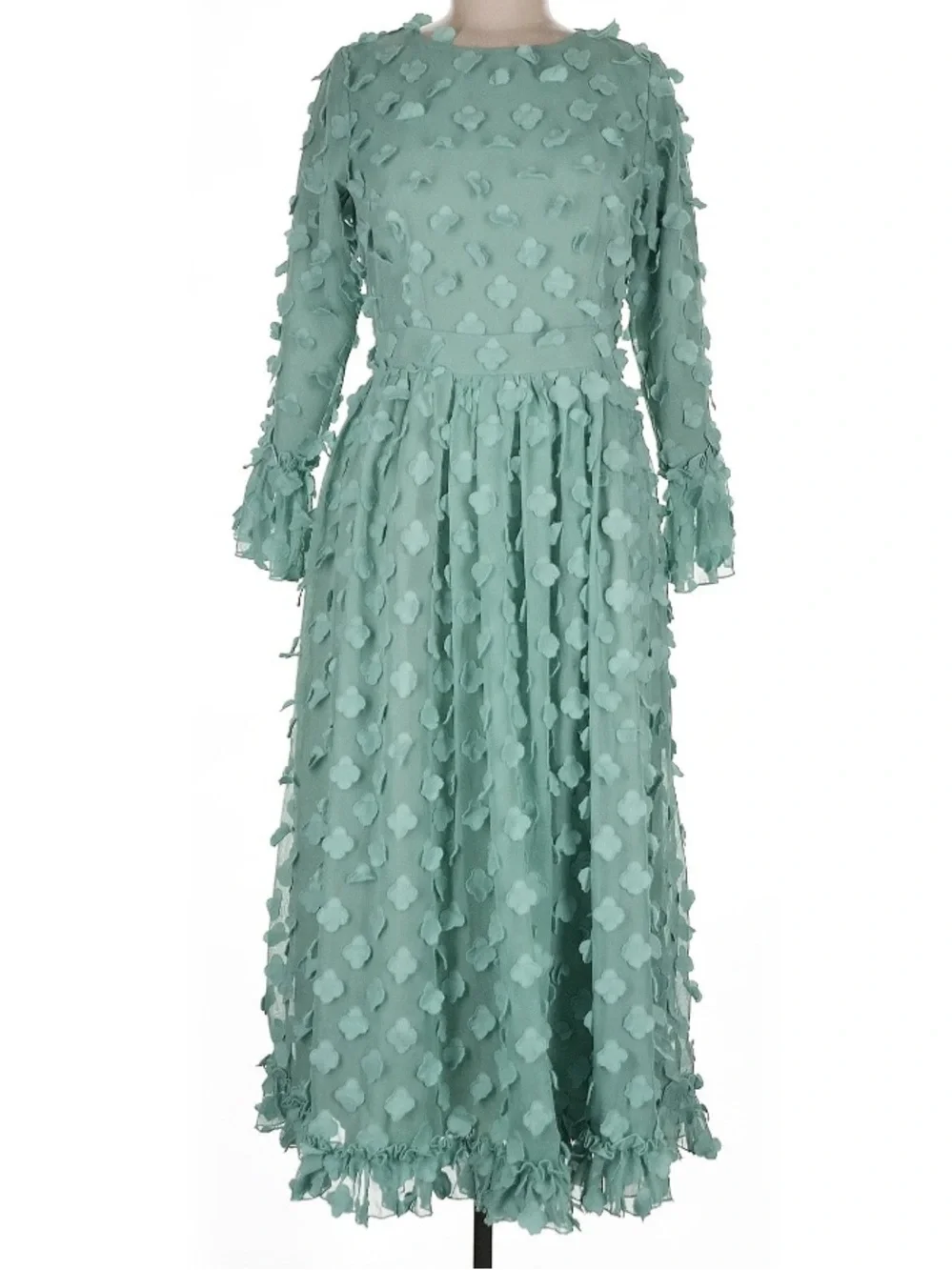 Dainty Jewells Seafoam Green Long Sleeve Midi Dress - Picture 1 of 3